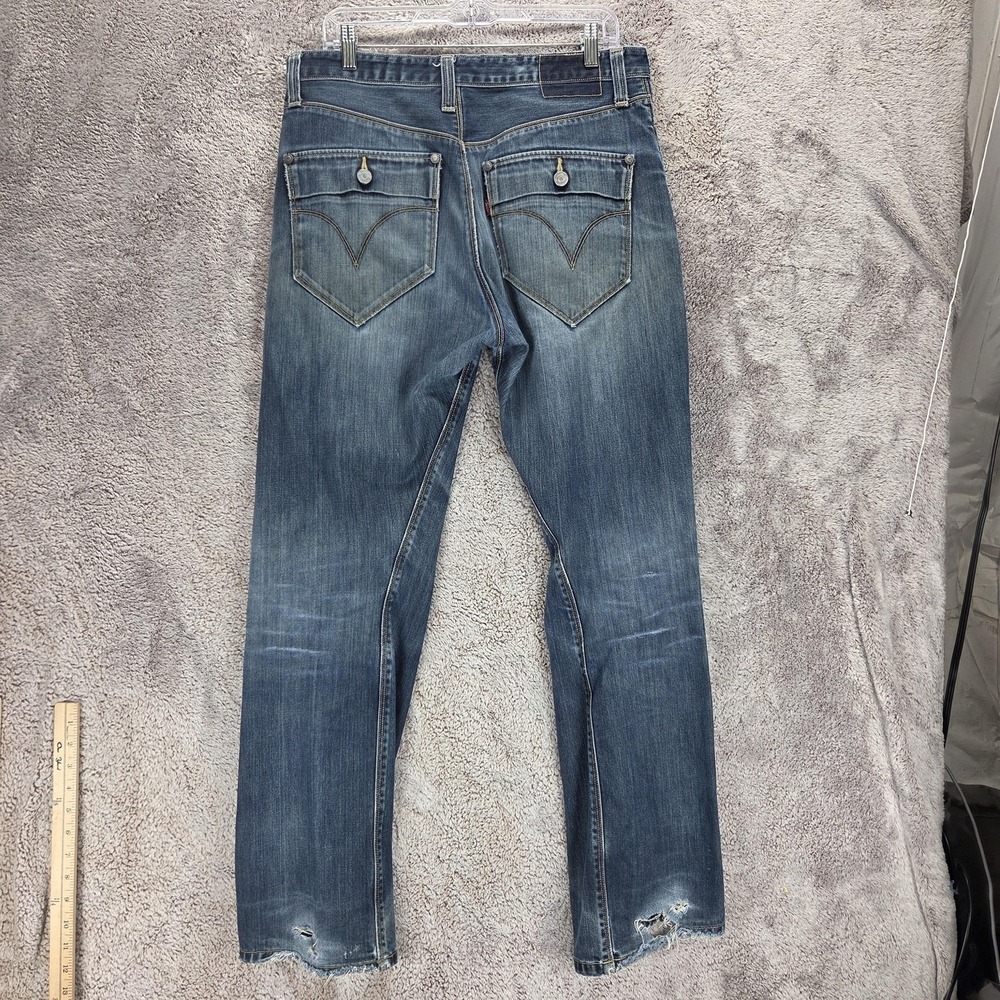 VTG Levis Engineered Jeans Mens Blue Twisted Flap Pockets Button Fly Fits 32x32